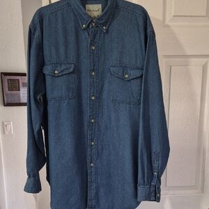 Men's Vintage Long Sleeve Button Down Denim Shirt (L) Greatland